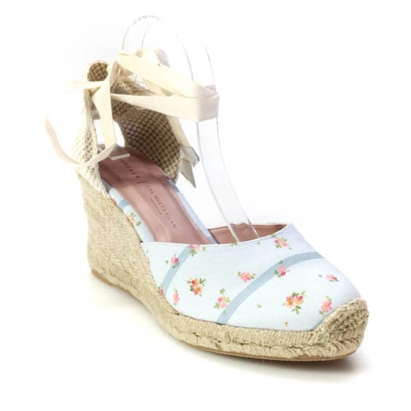 Margaux Gal Meets Glam Floral Canvas Espadrille Wedge Sandals Blue Size 7.5 READ - Picture 1 of 7